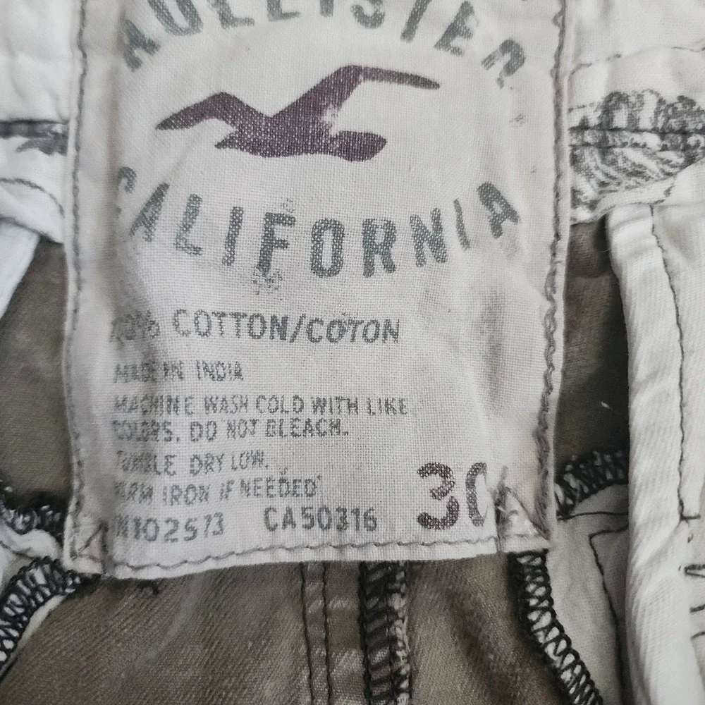 Hollister Cargo Shorts Mens 30 Khaki Tan Cotton Twill Casual Summer Outdoor